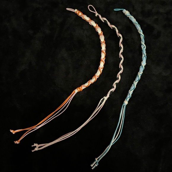 Handmade Handcrafted 3-Pack Braided Faux Leather & Twine Friendship Bracelets - Picture 5 of 5